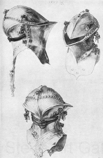 Albrecht Durer Side, Front, and Back View of a Helmet Germany oil painting art